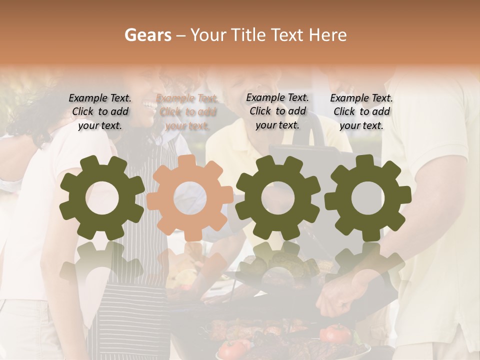 Family Enjoying A Barbeque PowerPoint Template