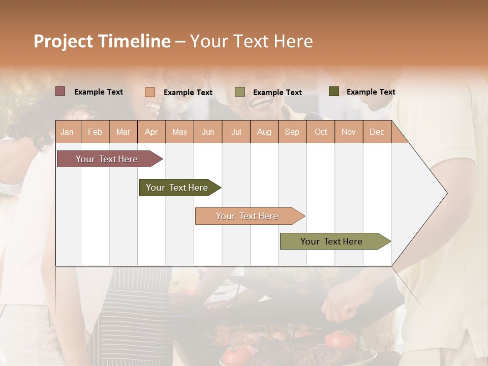 Family Enjoying A Barbeque PowerPoint Template