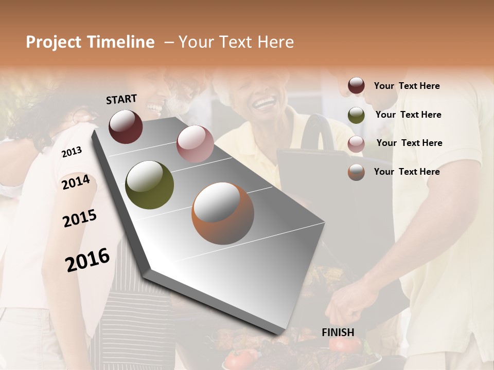 Family Enjoying A Barbeque PowerPoint Template