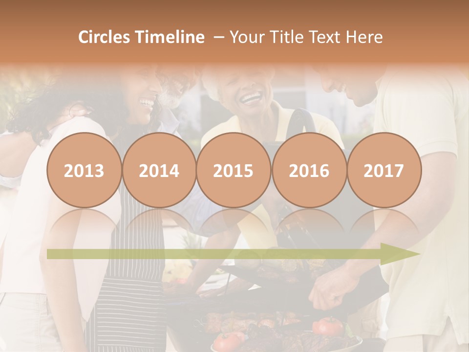 Family Enjoying A Barbeque PowerPoint Template