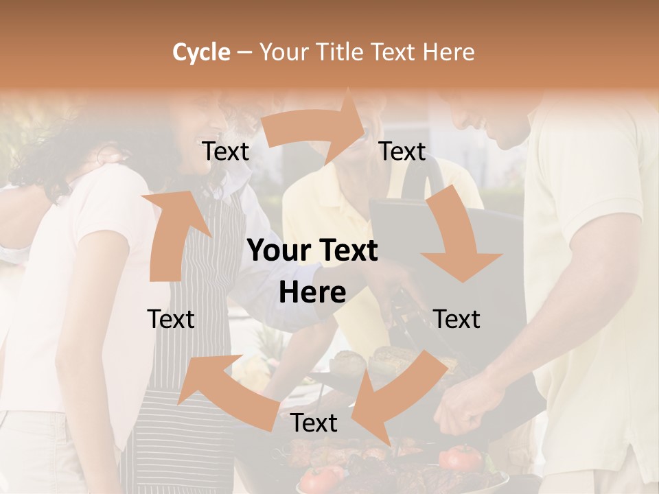 Family Enjoying A Barbeque PowerPoint Template