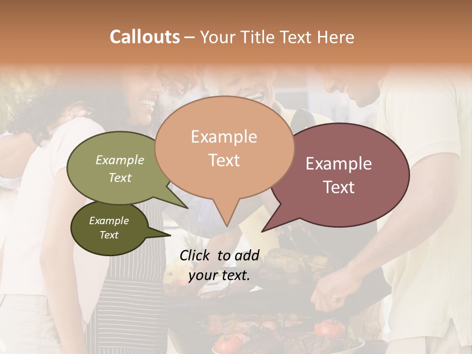 Family Enjoying A Barbeque PowerPoint Template