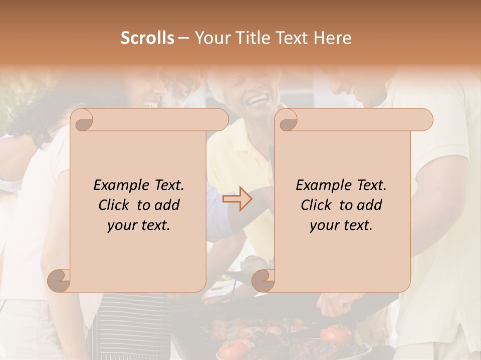 Family Enjoying A Barbeque PowerPoint Template