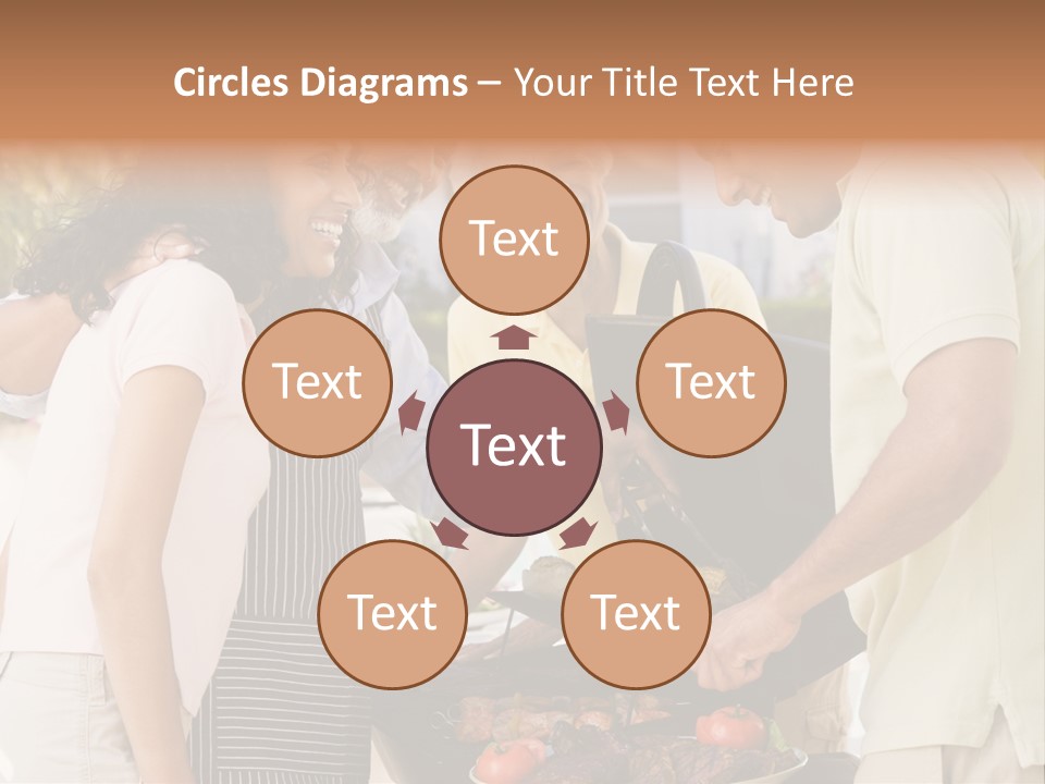 Family Enjoying A Barbeque PowerPoint Template