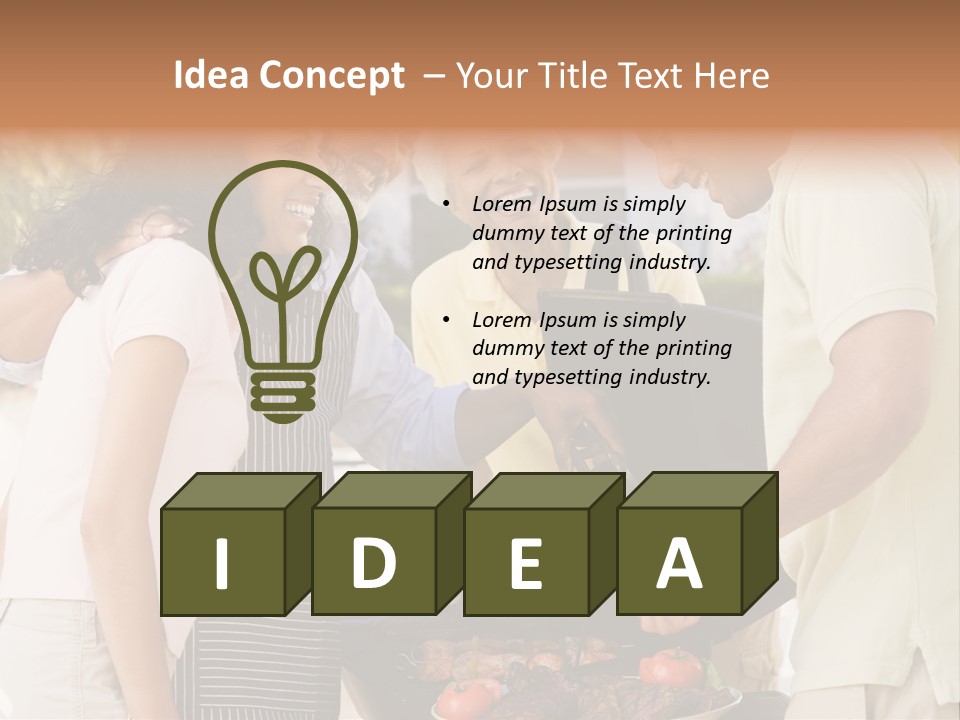 Family Enjoying A Barbeque PowerPoint Template