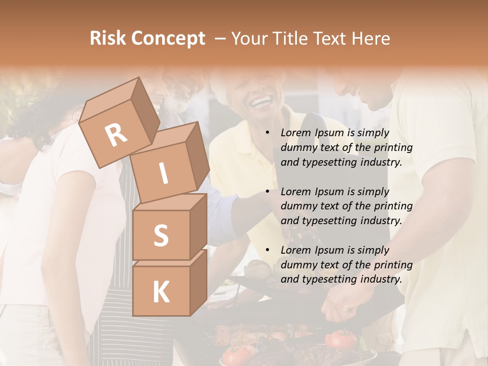 Family Enjoying A Barbeque PowerPoint Template