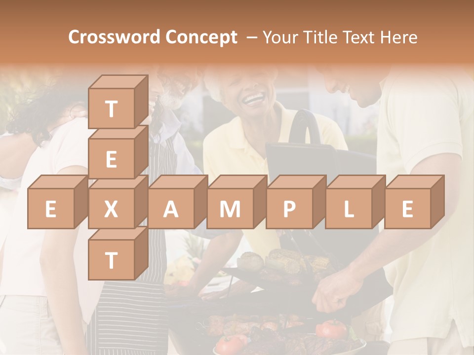 Family Enjoying A Barbeque PowerPoint Template