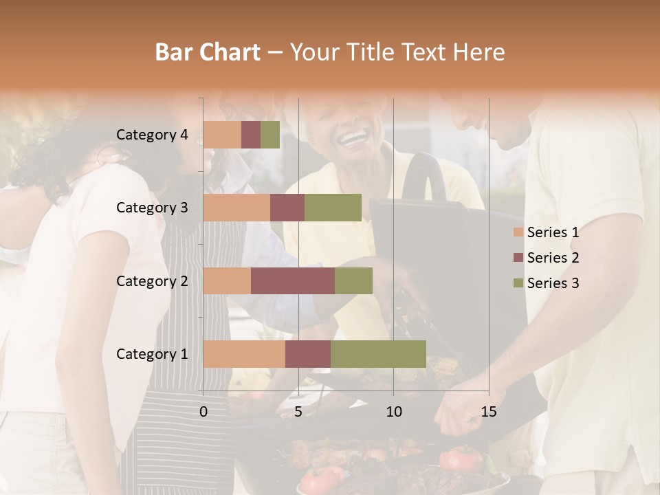 Family Enjoying A Barbeque PowerPoint Template