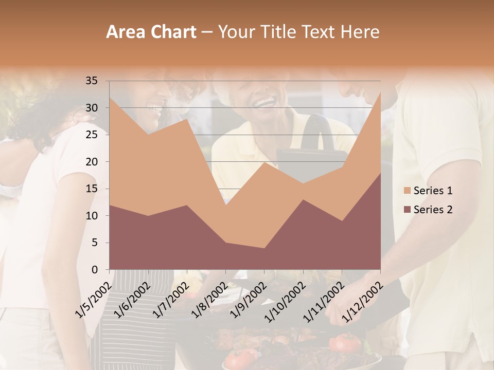 Family Enjoying A Barbeque PowerPoint Template