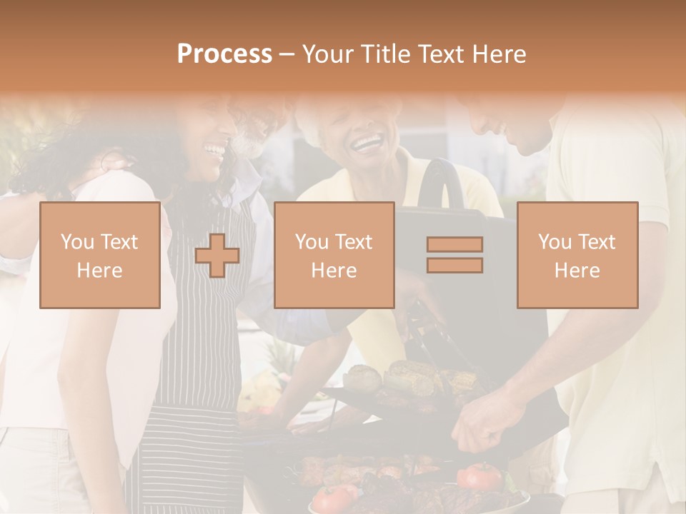 Family Enjoying A Barbeque PowerPoint Template