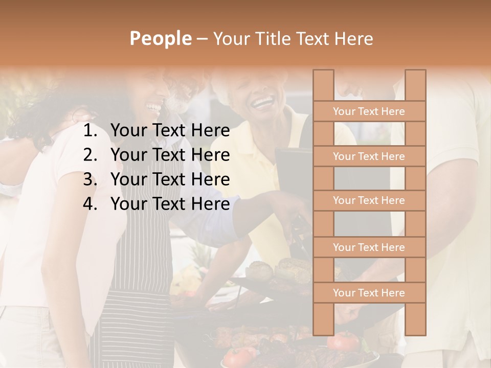 Family Enjoying A Barbeque PowerPoint Template