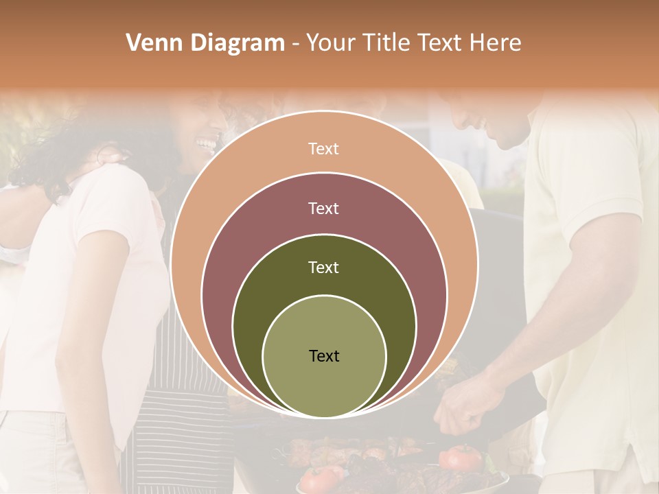 Family Enjoying A Barbeque PowerPoint Template