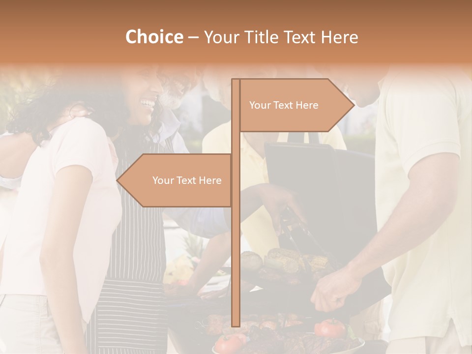 Family Enjoying A Barbeque PowerPoint Template