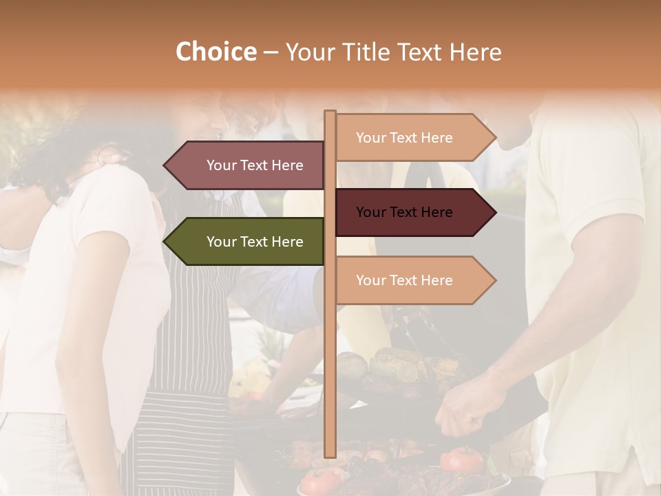 Family Enjoying A Barbeque PowerPoint Template