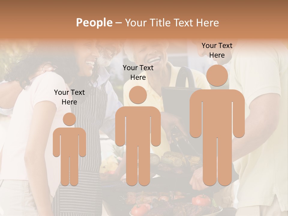 Family Enjoying A Barbeque PowerPoint Template