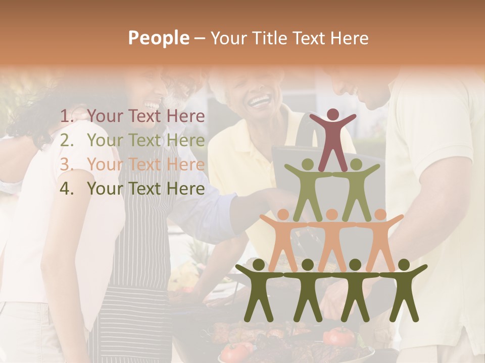Family Enjoying A Barbeque PowerPoint Template