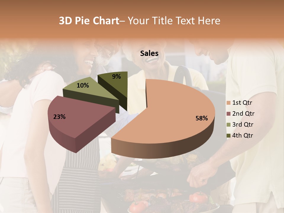 Family Enjoying A Barbeque PowerPoint Template