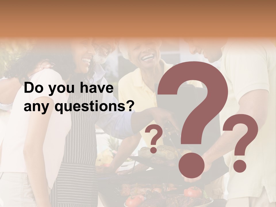 Family Enjoying A Barbeque PowerPoint Template