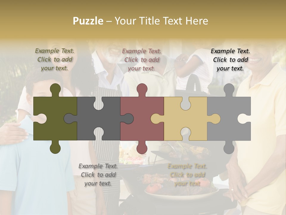 A Group Of People Standing Around A Grill PowerPoint Template