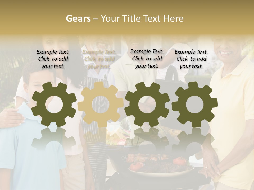 A Group Of People Standing Around A Grill PowerPoint Template