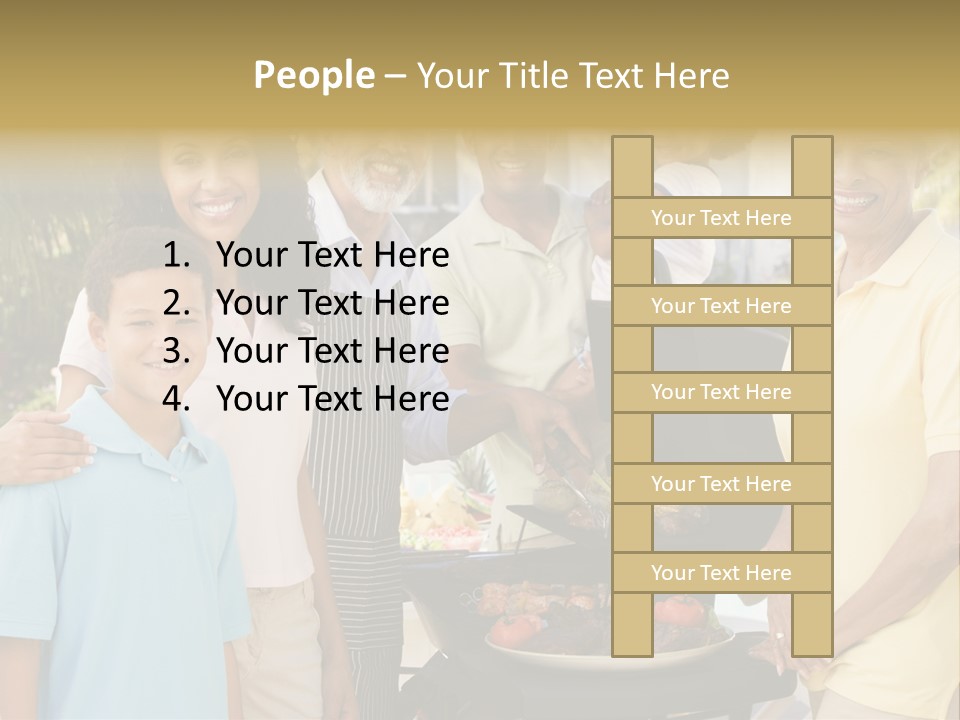 A Group Of People Standing Around A Grill PowerPoint Template