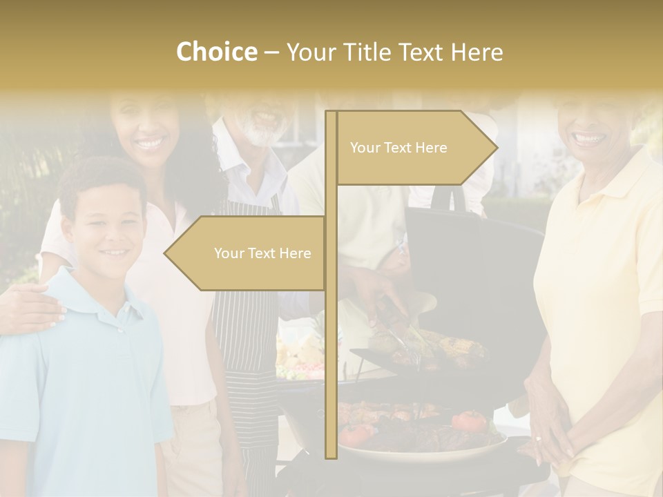 A Group Of People Standing Around A Grill PowerPoint Template