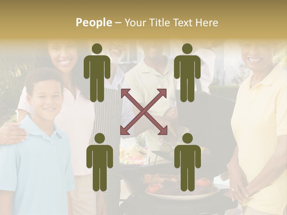 A Group Of People Standing Around A Grill PowerPoint Template