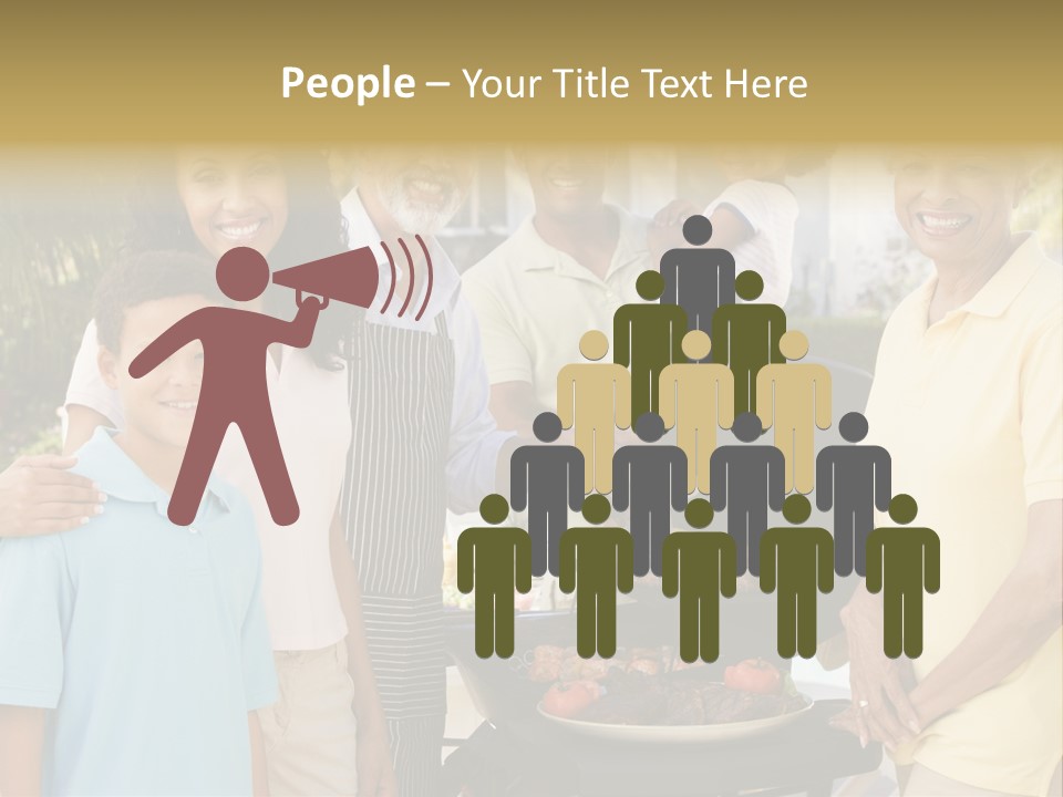 A Group Of People Standing Around A Grill PowerPoint Template