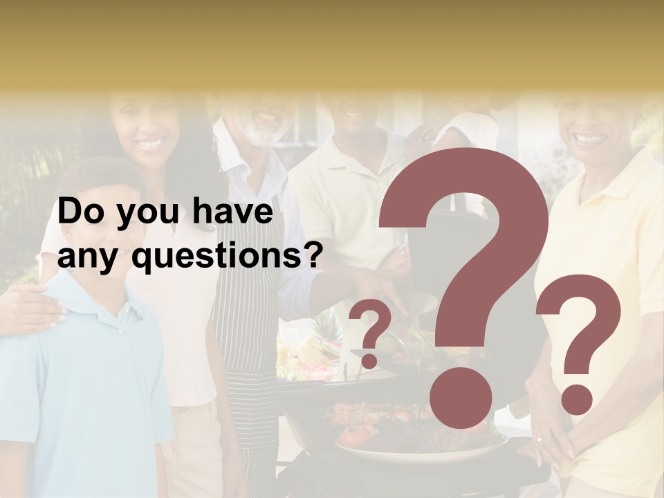 A Group Of People Standing Around A Grill PowerPoint Template