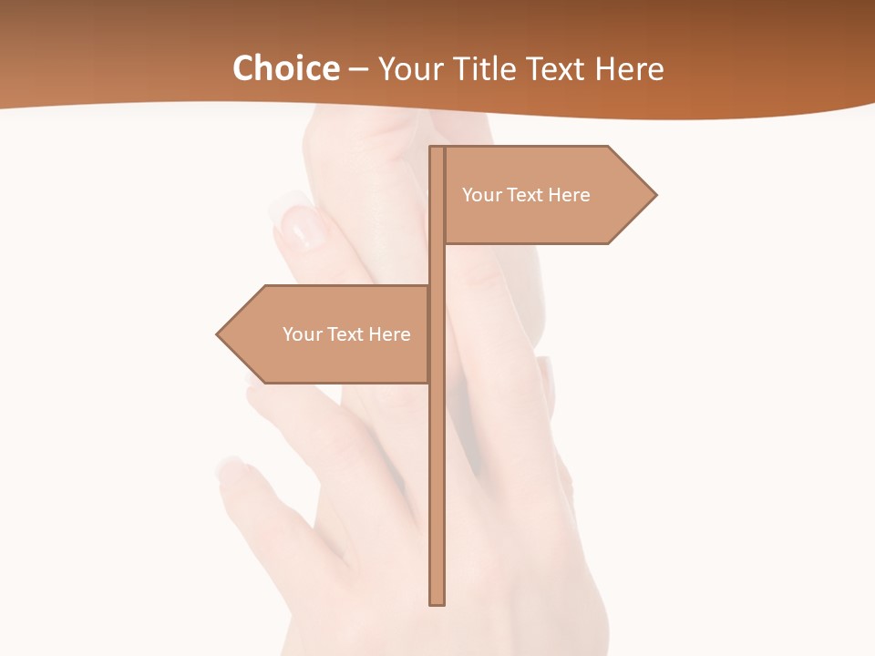 Two Hands Reaching Up To Each Other With A Brown Background PowerPoint Template