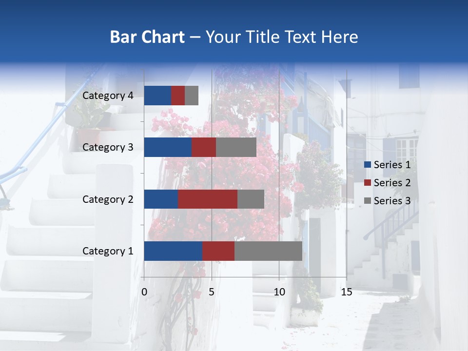 A White Building With A Blue Door And Stairs PowerPoint Template