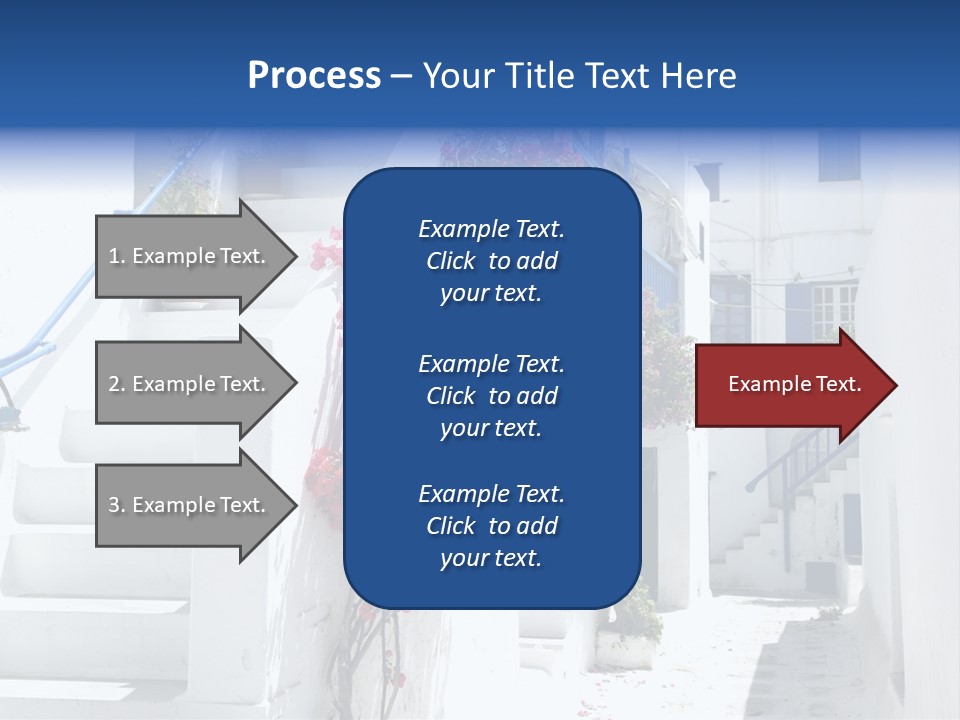 A White Building With A Blue Door And Stairs PowerPoint Template