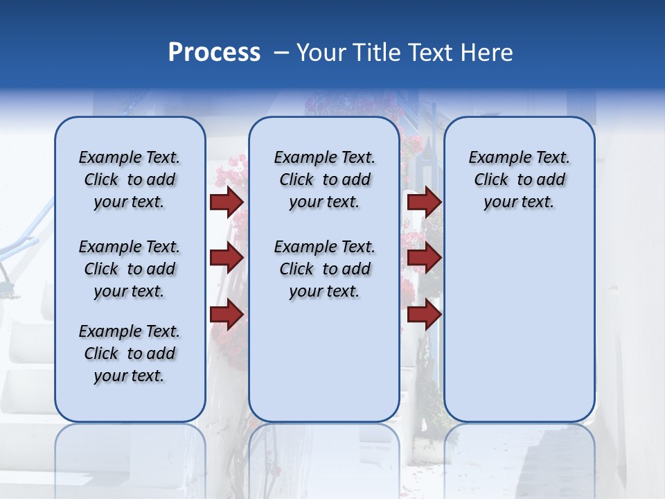 A White Building With A Blue Door And Stairs PowerPoint Template