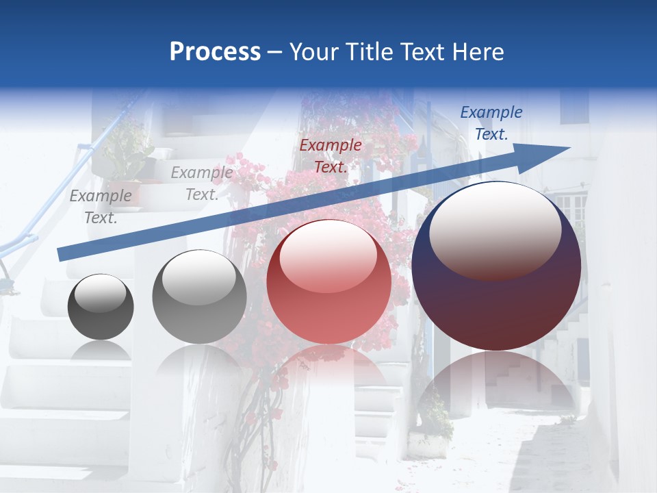 A White Building With A Blue Door And Stairs PowerPoint Template