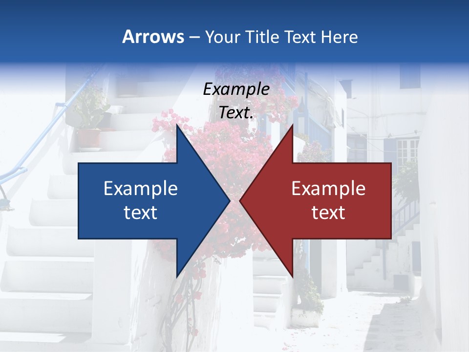 A White Building With A Blue Door And Stairs PowerPoint Template