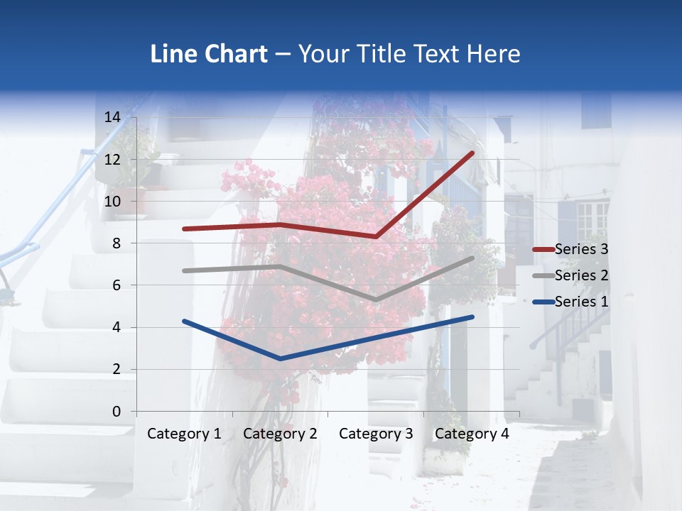 A White Building With A Blue Door And Stairs PowerPoint Template