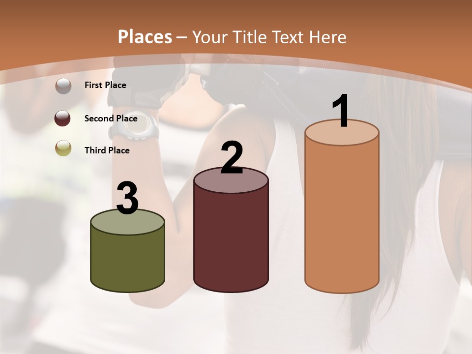 Beautiful Woman At The Gym Exercising With Free Weights PowerPoint Template