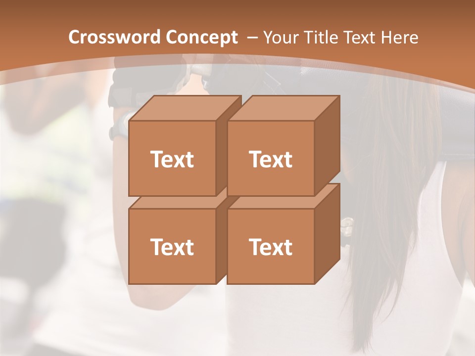 Beautiful Woman At The Gym Exercising With Free Weights PowerPoint Template