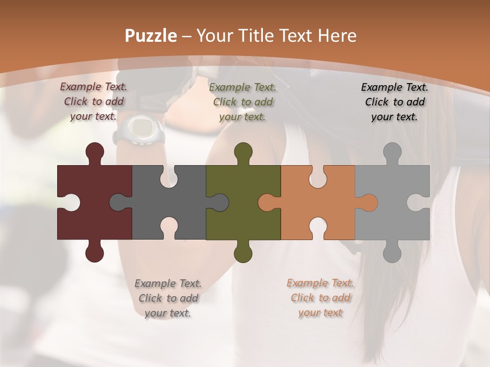 Beautiful Woman At The Gym Exercising With Free Weights PowerPoint Template