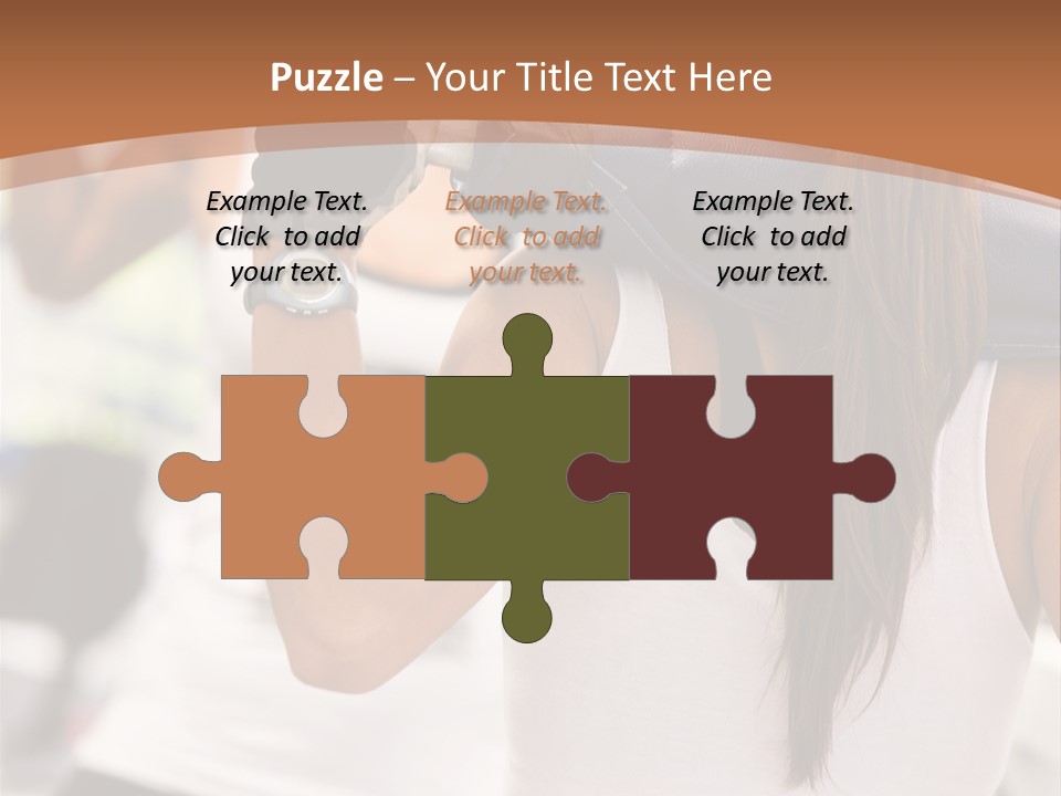 Beautiful Woman At The Gym Exercising With Free Weights PowerPoint Template