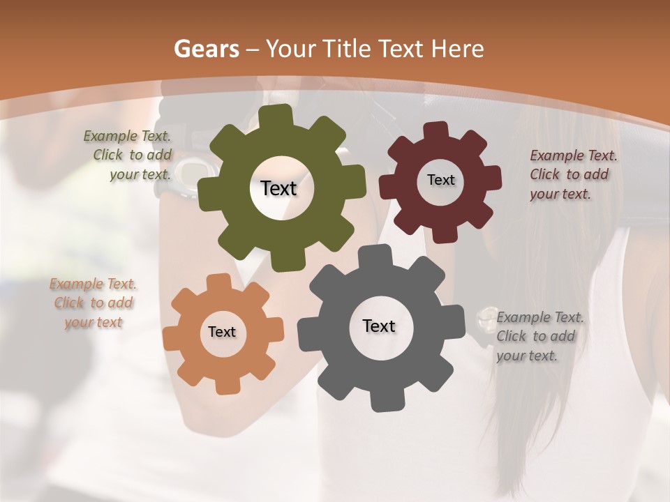 Beautiful Woman At The Gym Exercising With Free Weights PowerPoint Template