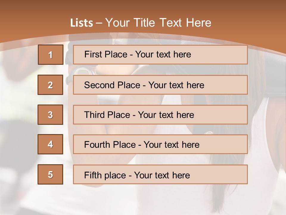 Beautiful Woman At The Gym Exercising With Free Weights PowerPoint Template