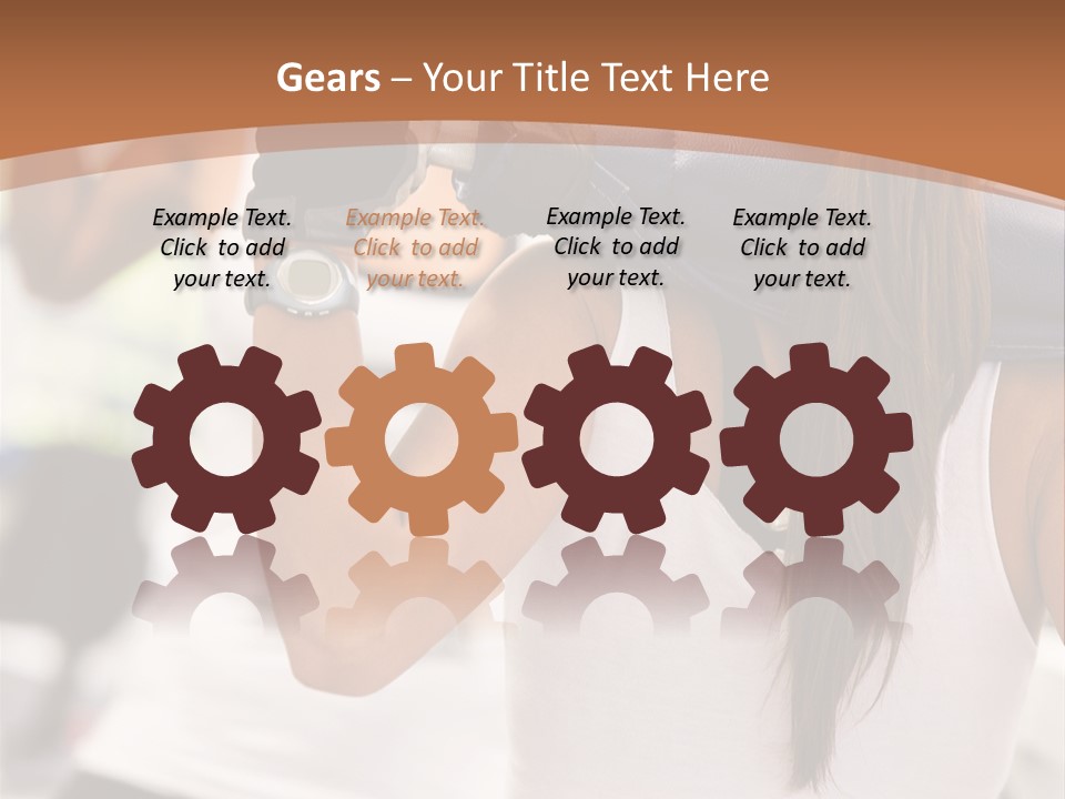 Beautiful Woman At The Gym Exercising With Free Weights PowerPoint Template