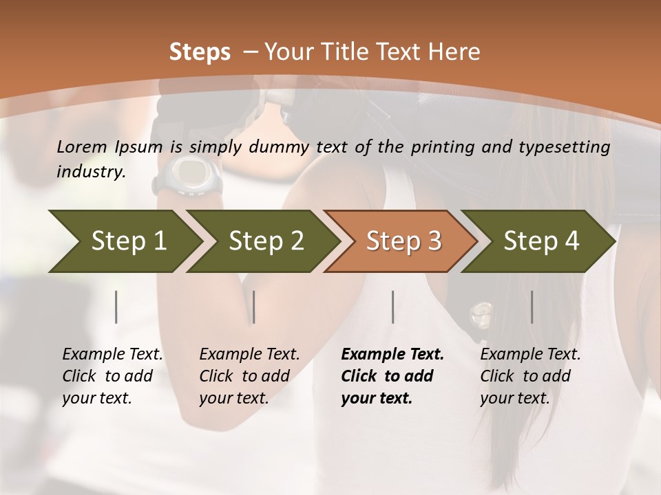 Beautiful Woman At The Gym Exercising With Free Weights PowerPoint Template