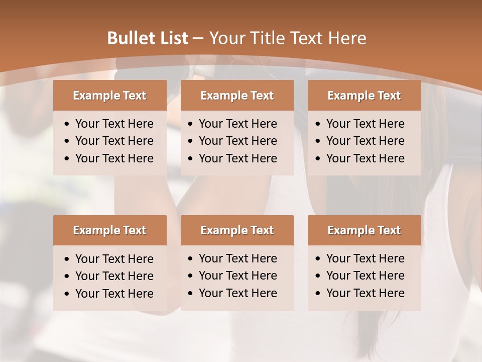 Beautiful Woman At The Gym Exercising With Free Weights PowerPoint Template