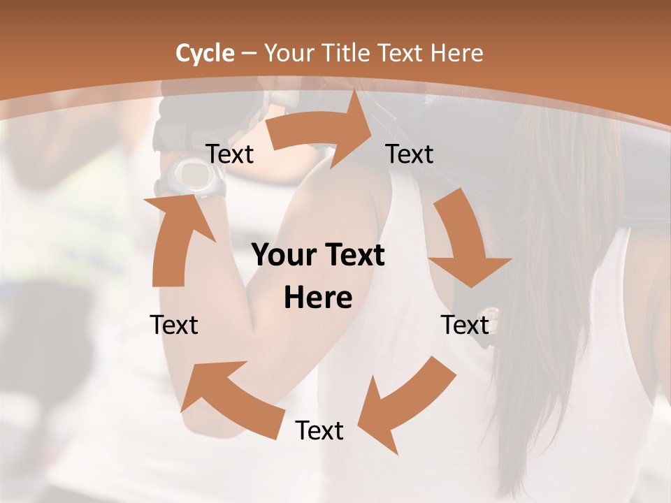 Beautiful Woman At The Gym Exercising With Free Weights PowerPoint Template