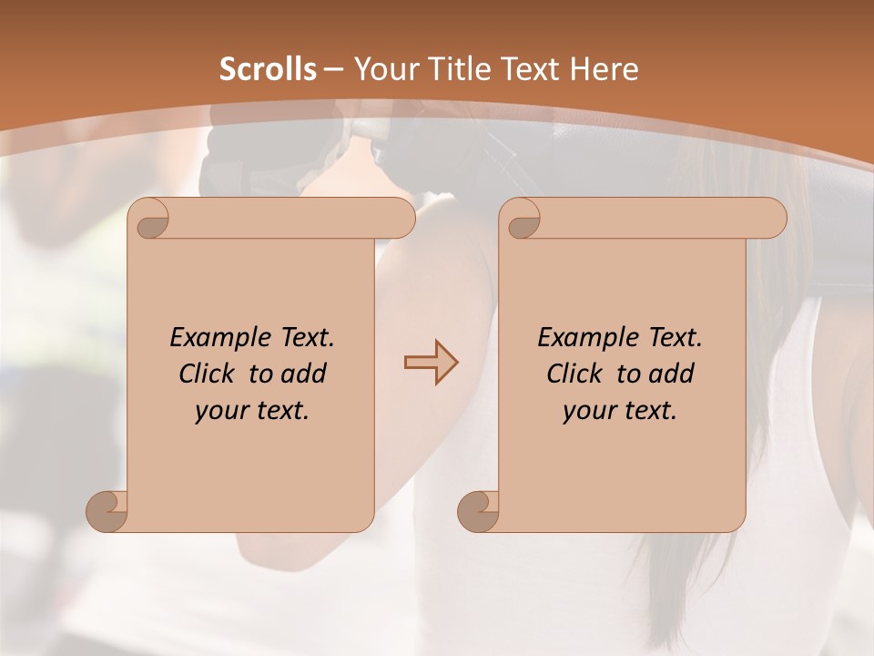Beautiful Woman At The Gym Exercising With Free Weights PowerPoint Template