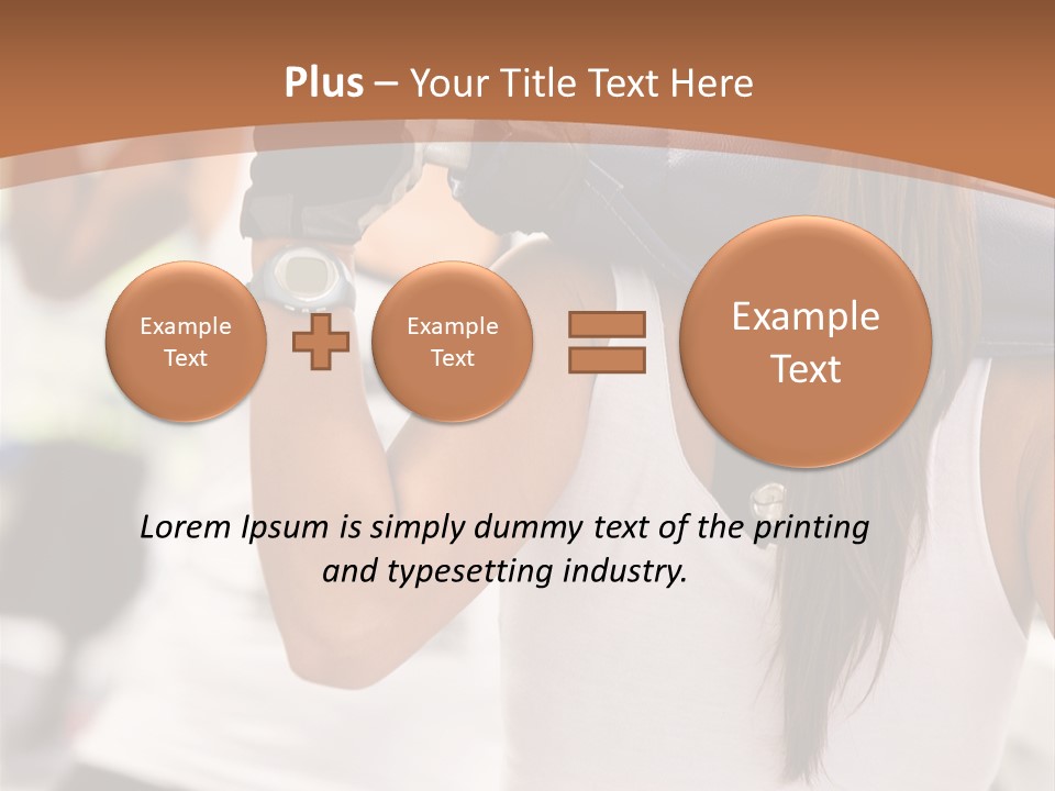 Beautiful Woman At The Gym Exercising With Free Weights PowerPoint Template