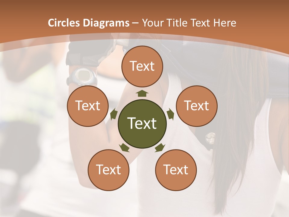 Beautiful Woman At The Gym Exercising With Free Weights PowerPoint Template