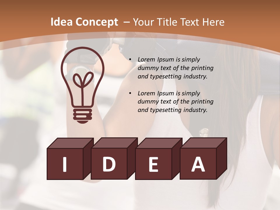 Beautiful Woman At The Gym Exercising With Free Weights PowerPoint Template